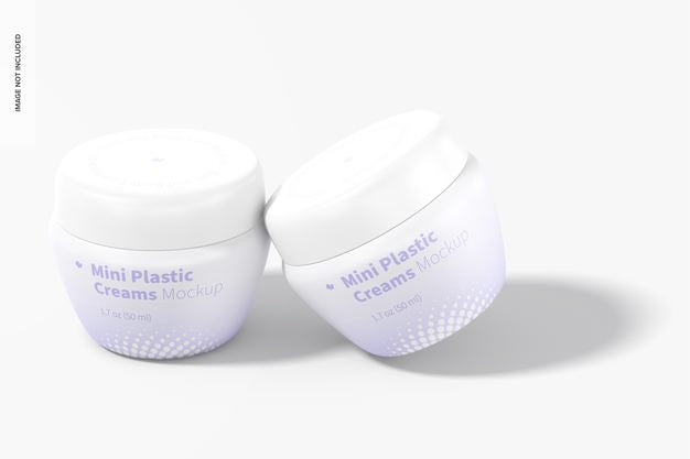 Mini Plastic Cream Jars With Lid Mockup Psd