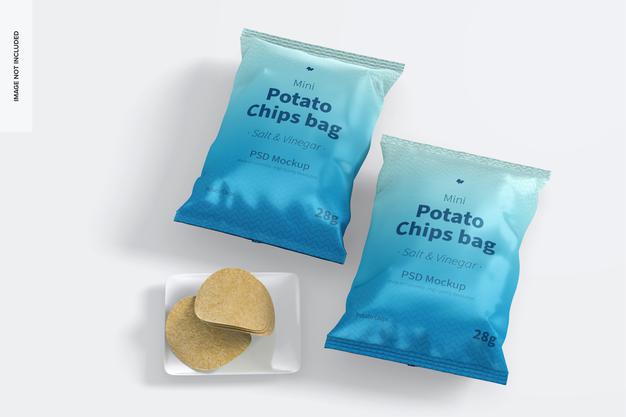 Mini Potato Chips Bags Mockup Psd