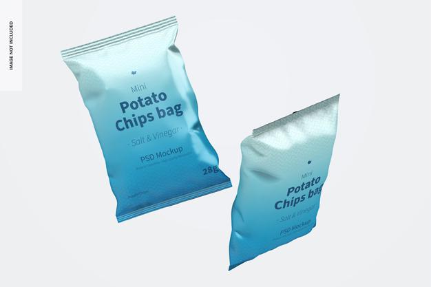 Mini Potato Chips Bags Mockup Psd