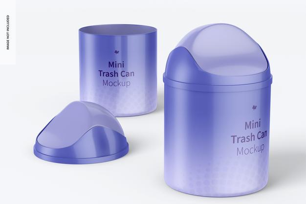 Mini Trash Cans Mockup Psd