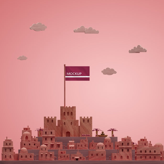 Miniature 3D Model Of Cities Mock-Up Psd