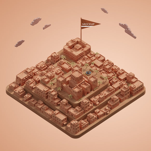 Miniature 3D Model Of Cities With Mock-Up Psd