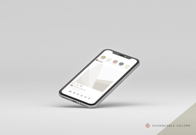 Minimal 3D Laying Phone With Rrss Interface Mockup Levitating Psd