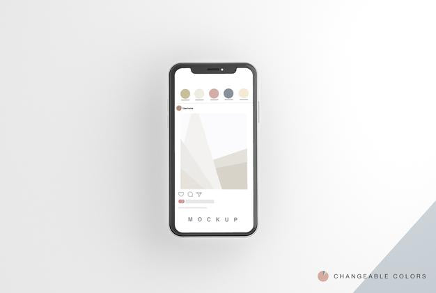 Minimal 3D Phone With Rrss Interface Mockup Levitating Psd