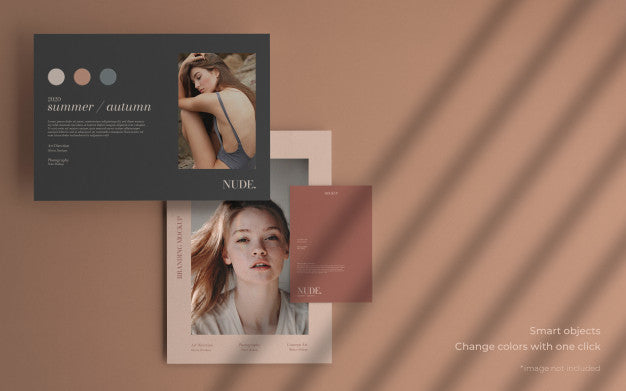 Minimal Brochure Collection Mockup With Soft Shadow Psd