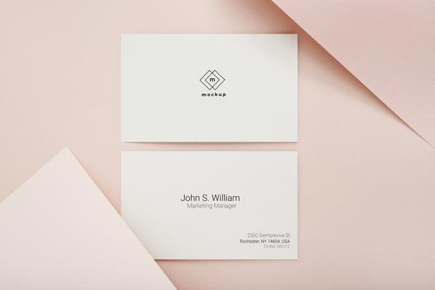Minimal Business Card Mockup, Front And Back Side, Top View Psd