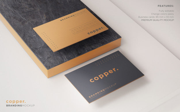 Minimal Dark And Copper Business Card Psd Mockup Psd