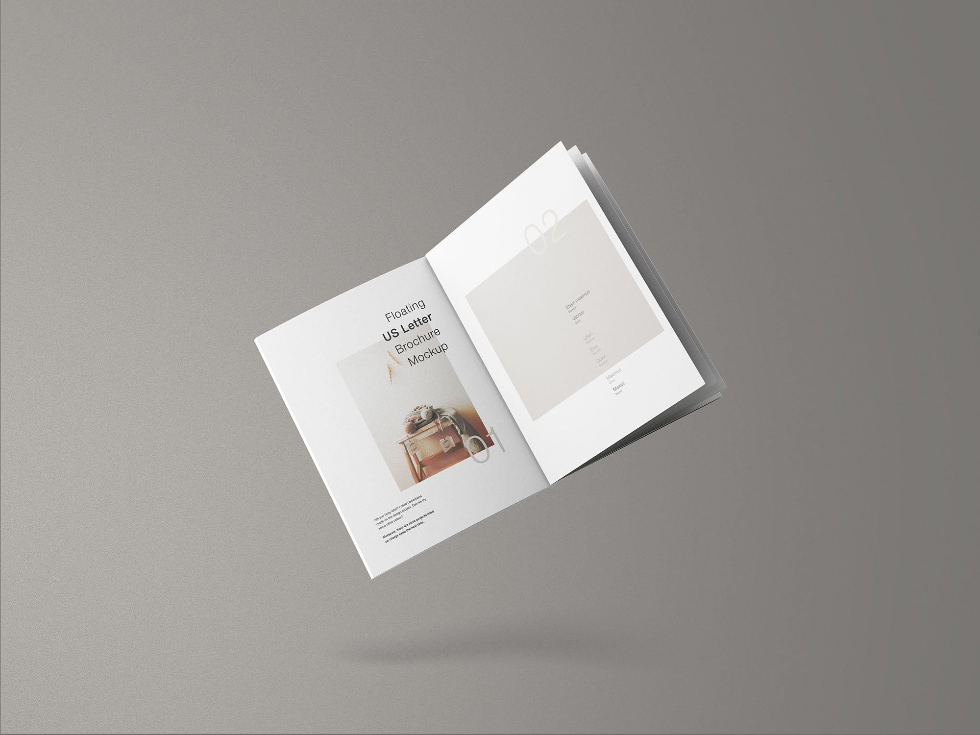 Minimal Floating Us Letter Brochure Mockup