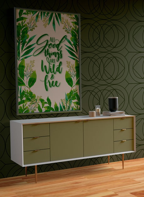 Minimal Frame Mock-Up Hanging On The Wall Psd