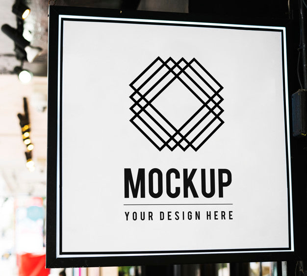 Minimal Shop Sign Mockup With Geometric Design Psd