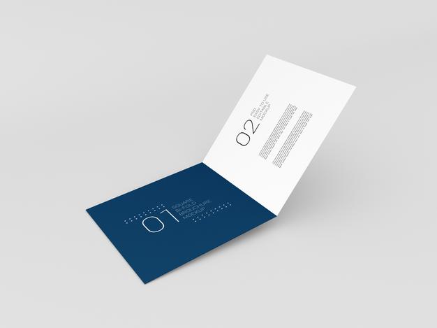 Minimal Square Bi-Fold Brochure Mockup Psd