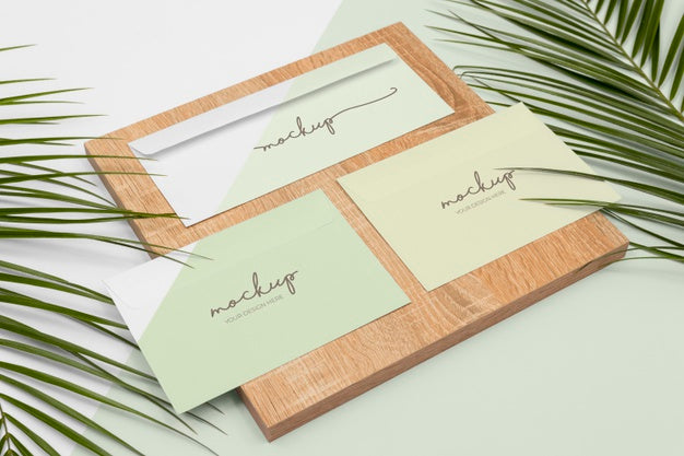 Minimal Stationery And Wooden Piece Psd