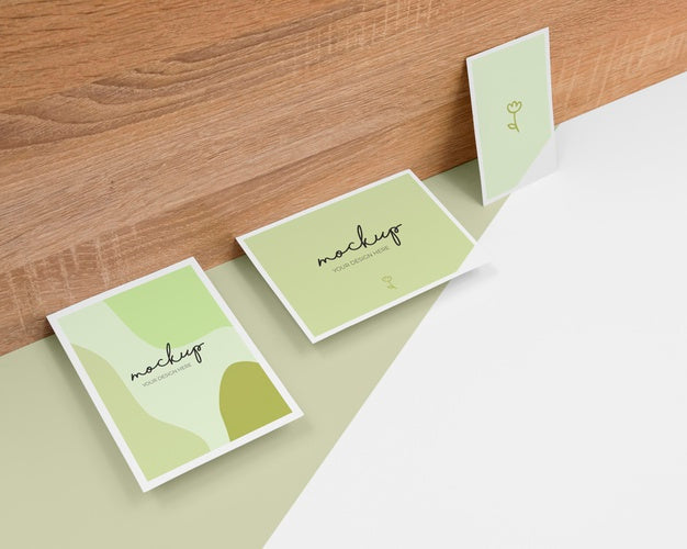 Minimal Stationery Arrangement With Wood Psd
