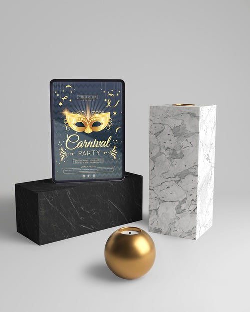 Minimalist Abstract Design With Mock-Up And Golden Ball Psd
