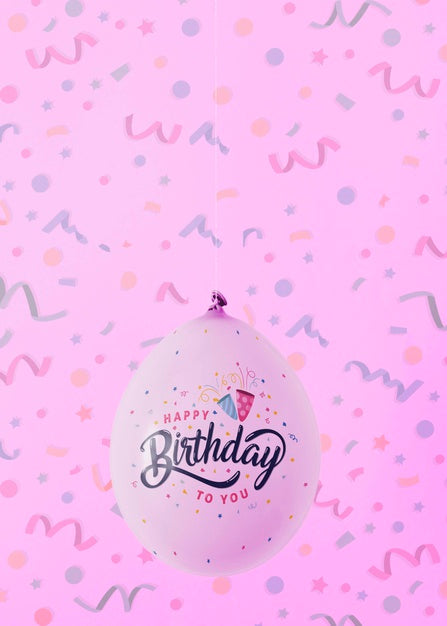 Minimalist Balloons With Blurred Confetti Background Psd