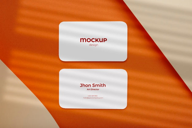 Minimalist Business Card Mockup Composition Made With Geometric Figures With Earth Colors Psd