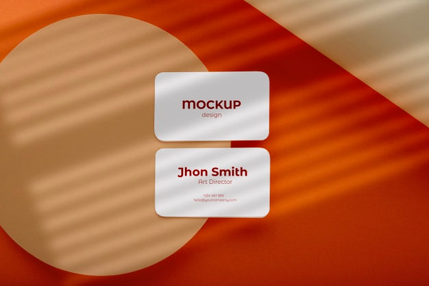 Minimalist Business Card Mockup Composition Made With Geometric Figures With Earth Colors Psd