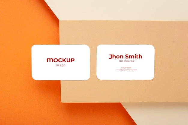 Minimalist Business Card Mockup Composition Made With Geometric Figures With Earth Colors Psd