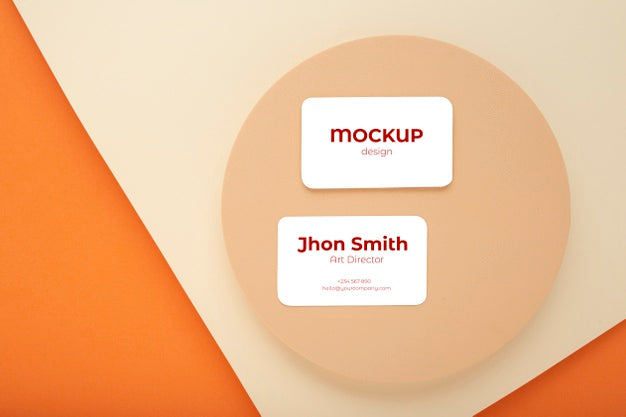 Minimalist Business Card Mockup Composition Made With Geometric Figures With Earth Colors Psd