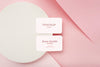Minimalist Business Card Mockup Composition On Geometric Background With Pink And White Colors Psd