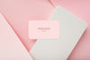 Minimalist Business Card Mockup Composition On Geometric Background With Pink And White Colors Psd