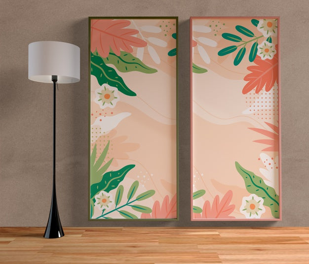 Minimalist Colorful Painting Frame Hanging On The Wall Psd