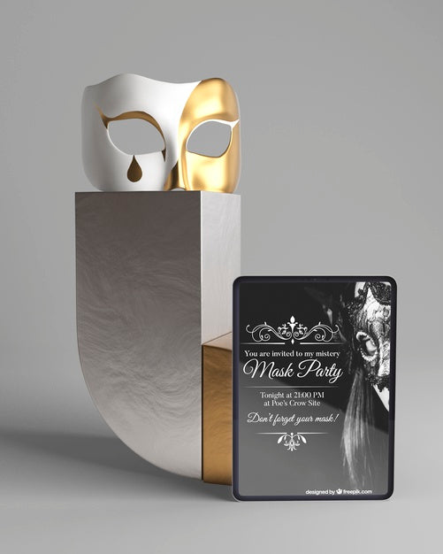 Minimalist Concept With Mask Party Mock-Up Psd