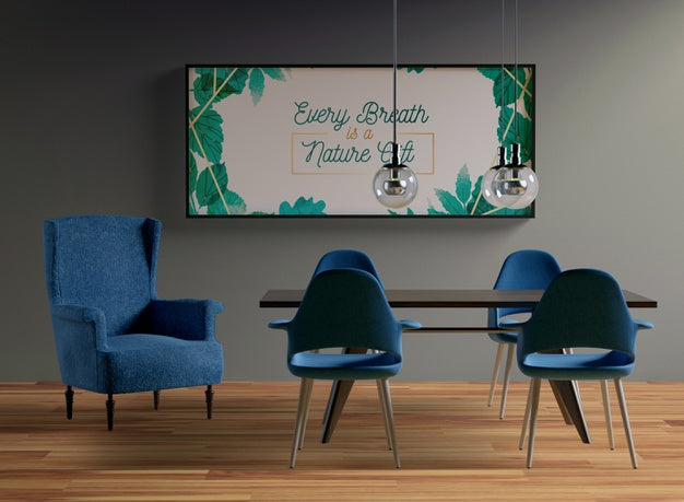 Minimalist Frame Mock-Up Hanging On The Wall Psd