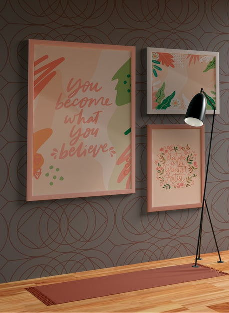 Minimalist Frames Mock-Up Hanging On The Wall Psd