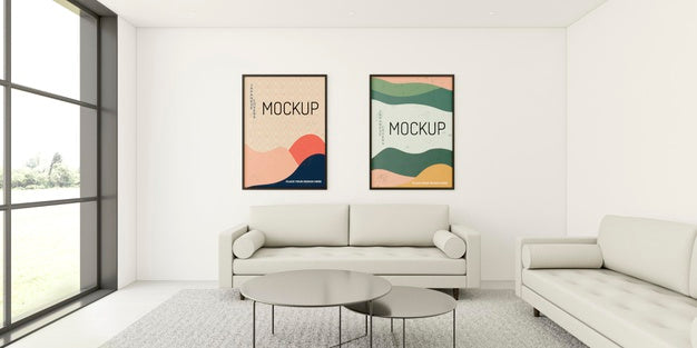 Minimalist Interior Composition With Frames Mock-Up Psd