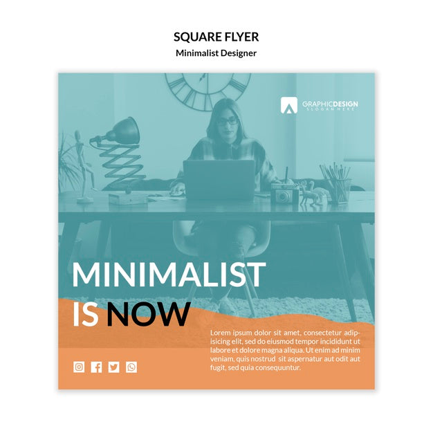 Minimalist Is Now Square Flyer Template Psd