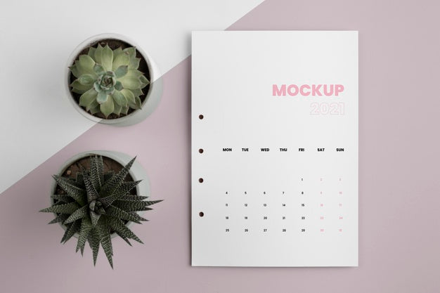 Minimalist Mock-Up Calendar Arrangement Psd