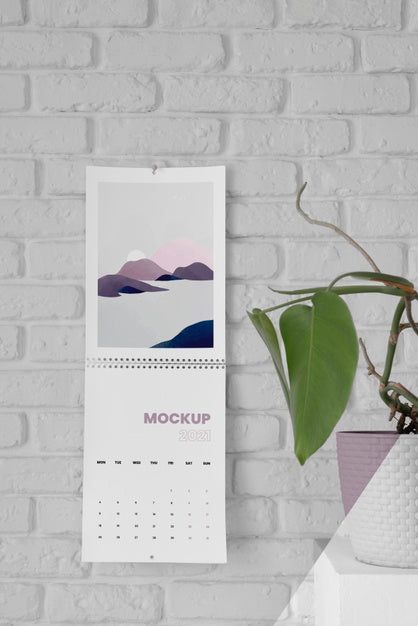 Minimalist Mock-Up Calendar Arrangement Psd