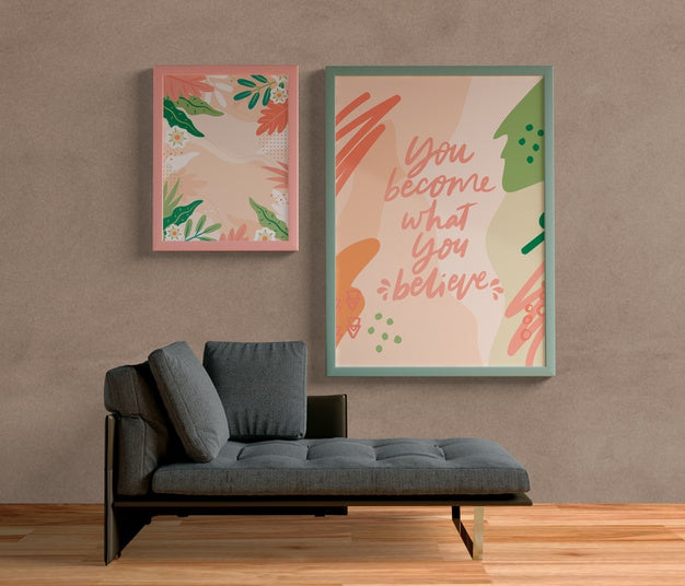 Minimalist Painting Frames Hanging On The Wall Psd