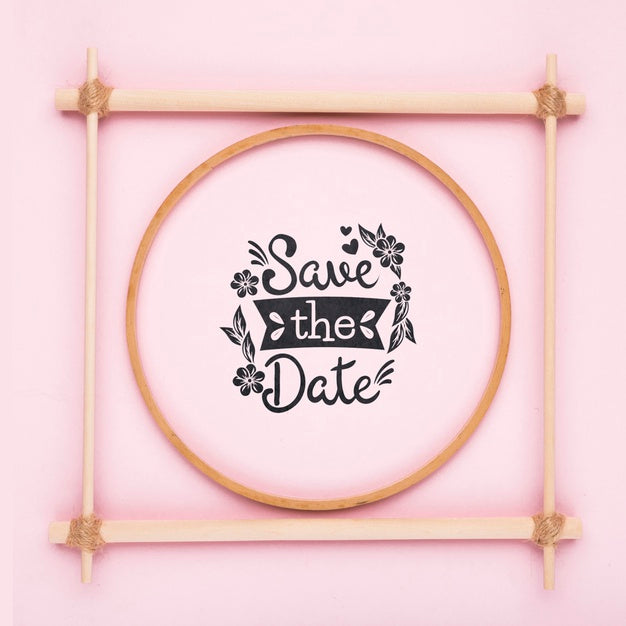 Minimalist Pink Frame Save The Date Mock-Up Psd