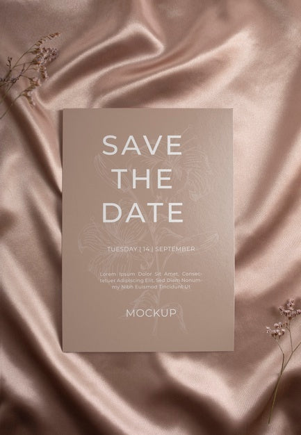 Minimalist Save The Date Stationary Mockup Psd