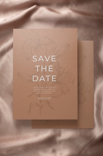 Minimalist Save The Date Stationary Mockup Psd