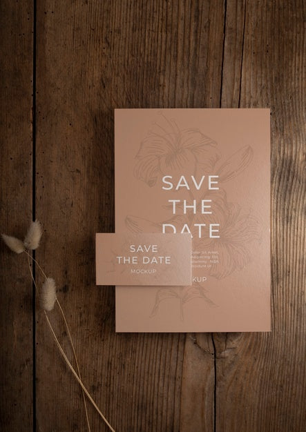 Minimalist Save The Date Stationary Mockup Psd