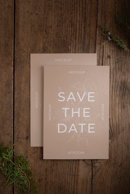 Minimalist Save The Date Stationary Mockup Psd