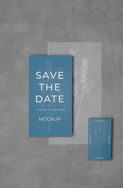 Minimalist Save The Date Stationary Mockup Psd