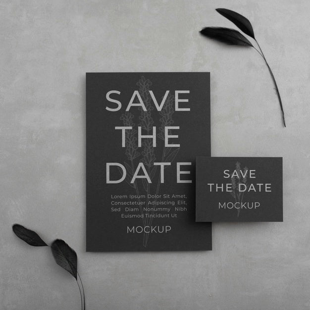 Minimalist Save The Date Stationary Mockup Psd