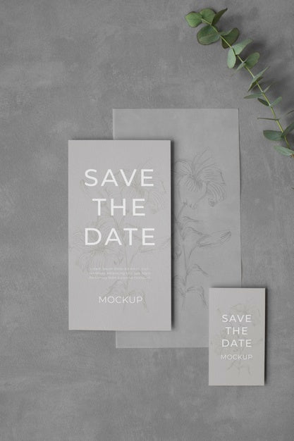 Minimalist Save The Date Stationary Mockup Psd
