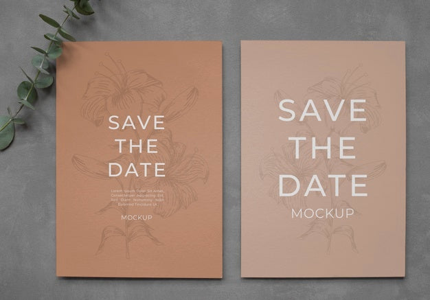 Minimalist Save The Date Stationary Mockup Psd