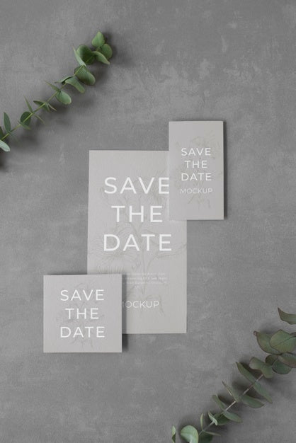 Minimalist Save The Date Stationary Mockup Psd