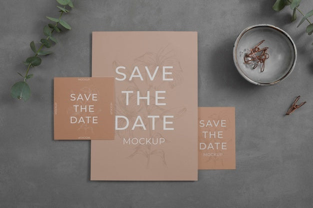 Minimalist Save The Date Stationary Mockup Psd