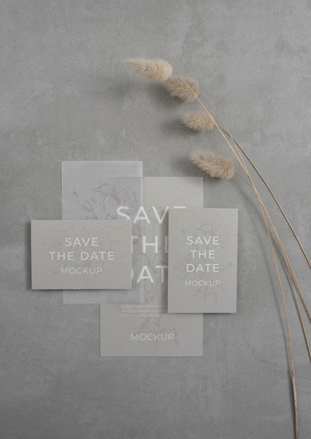 Minimalist Save The Date Stationary Mockup Psd