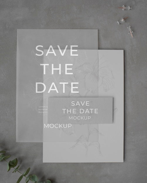 Minimalist Save The Date Stationary Mockup Psd