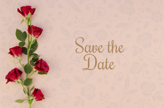 Minimalist Save The Date With Roses Psd