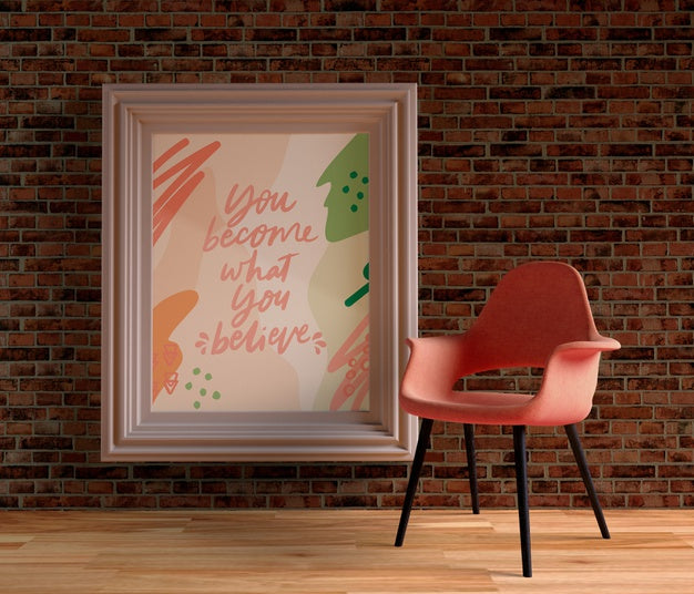 Minimalist White Painting Frame Hanging On The Wall Psd