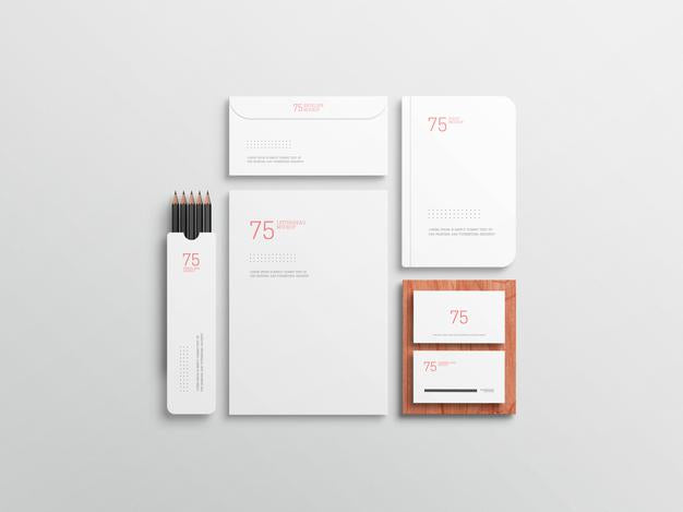 Minimalist White Stationary Set Mockup Psd